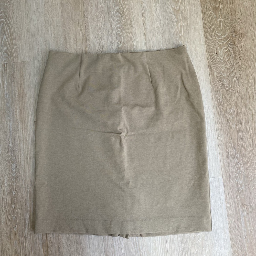 J. Jill Beige Ponte Knit Pencil Skirt Womens SZ M High Waist Stretch Career Work